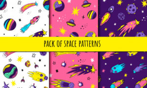 Set of seamless space patterns 3978206