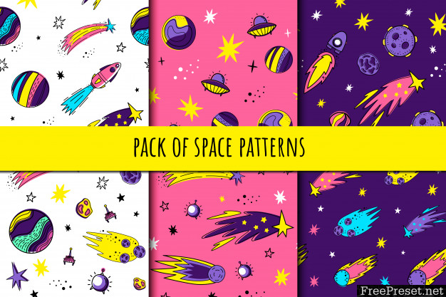 Set of seamless space patterns 3978206