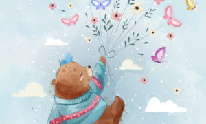Vector Flying bear with butterflies 3923029
