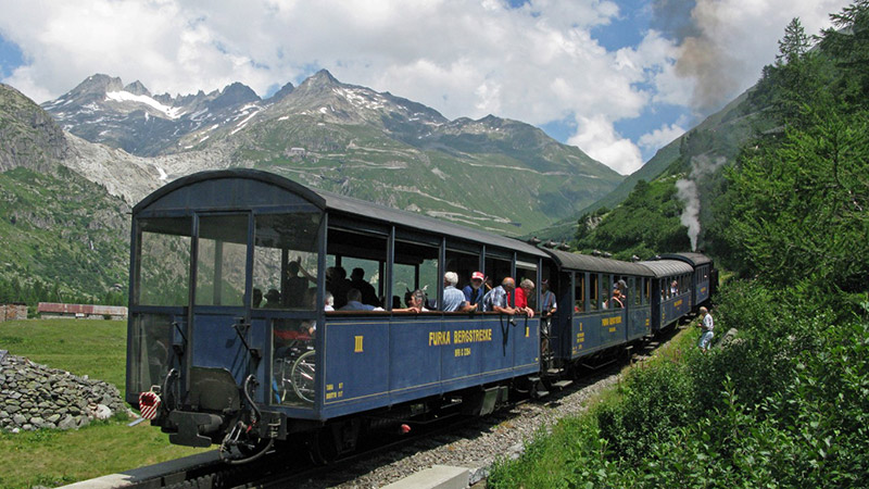 Furka train in Rhone Valley