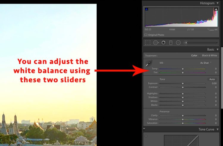 lightroom white balance slider screenshot