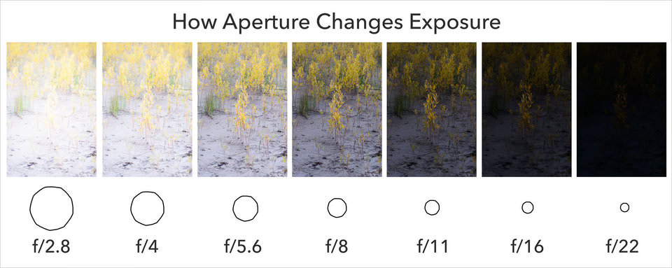 How aperture changes exposure chart