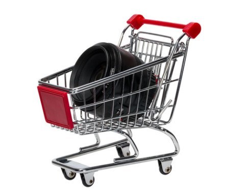 Shopping Cart with a camera lens