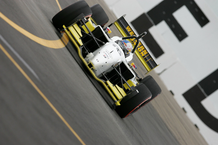 Indy car photographed from a unique angle