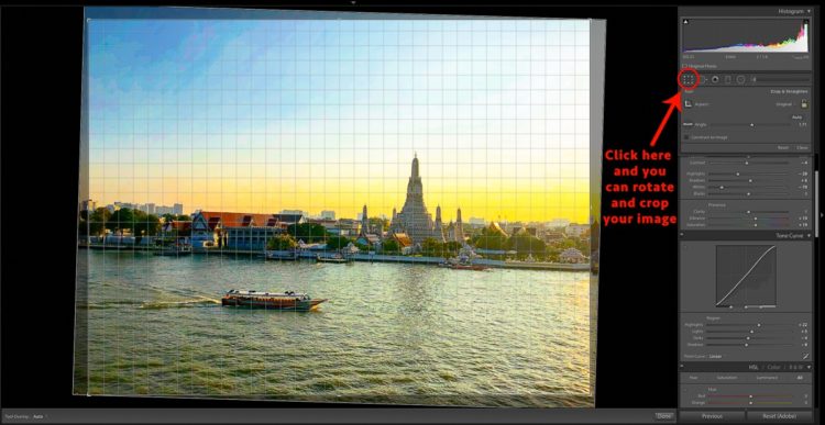 example showing how to straighten images in lightroom