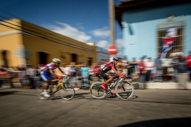 bicylists in Trinidad Cuba are shown as an example of panning