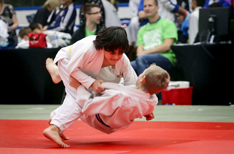 Judo athlete captured in mid air