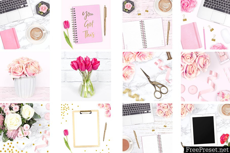 Feminine Desk Stock Photo Bundle 2336821