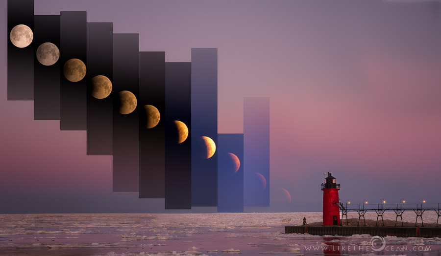 Lunar Eclipse by the Lighthouse by Sathya R on 500px.com