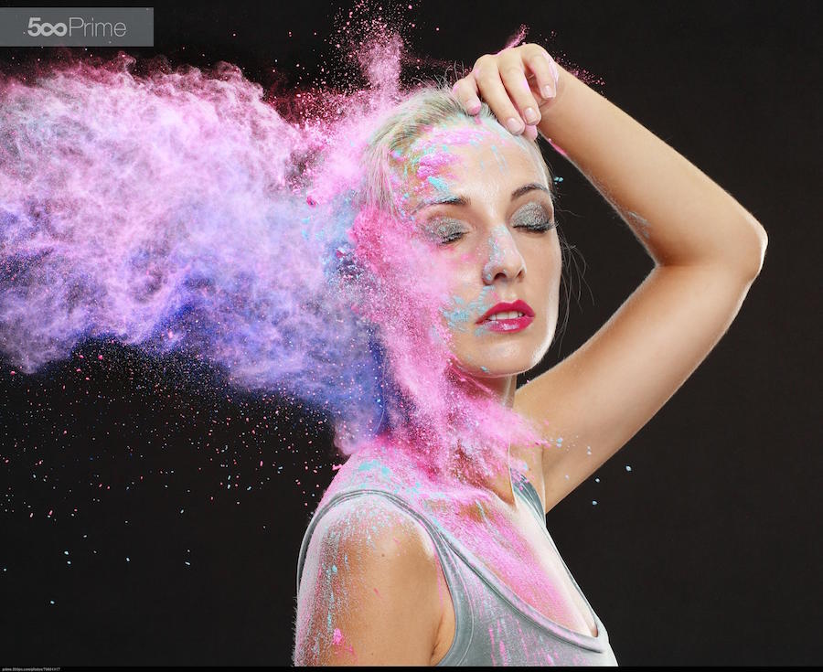 girl with colored powder