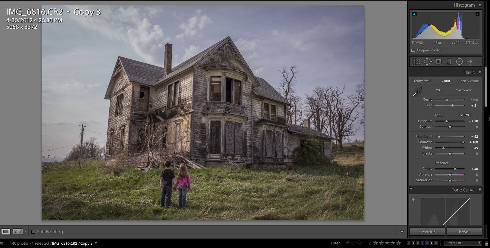 Base exposure for children, house, foreground