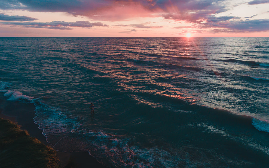 Sunset swim by Michael Tighe on 500px.com