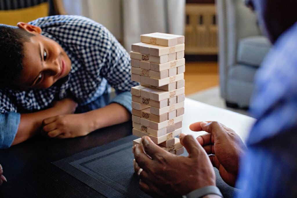 family playing game