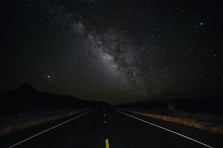 using a highway or road as foreground to the milky way