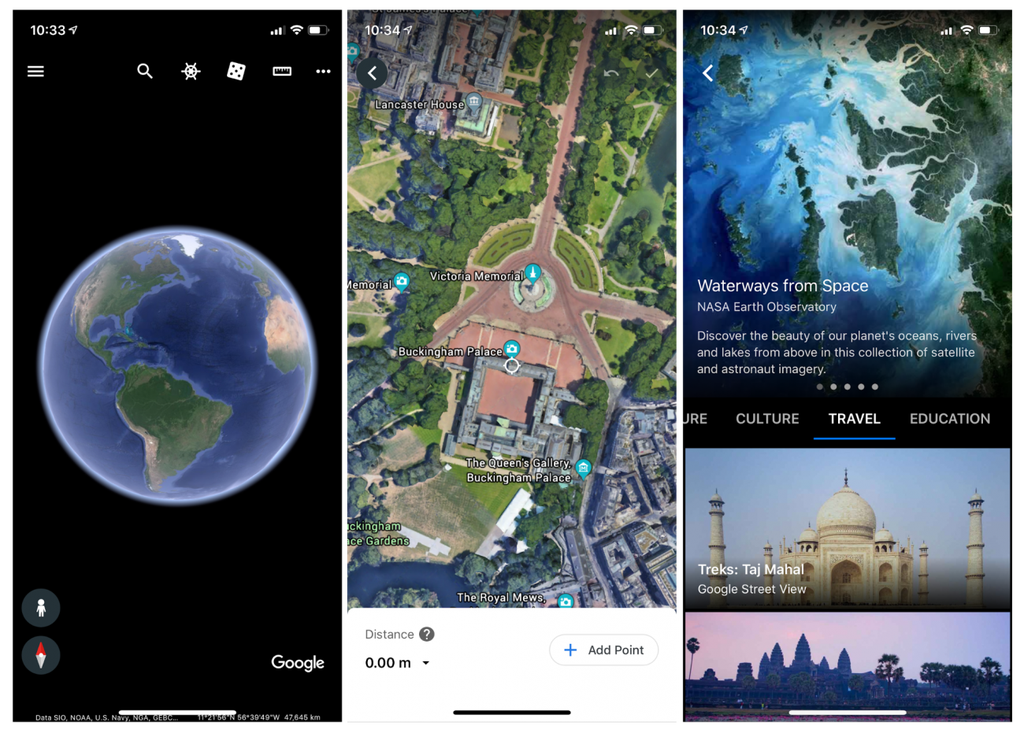 A screenshot of Google earth app which helps photographers to scout locations.