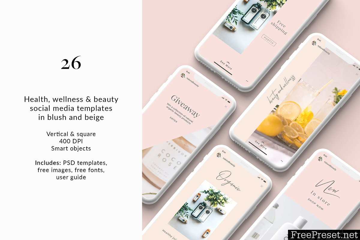 CreativeMarket - 26 Health & Beauty Social Templates 3675587