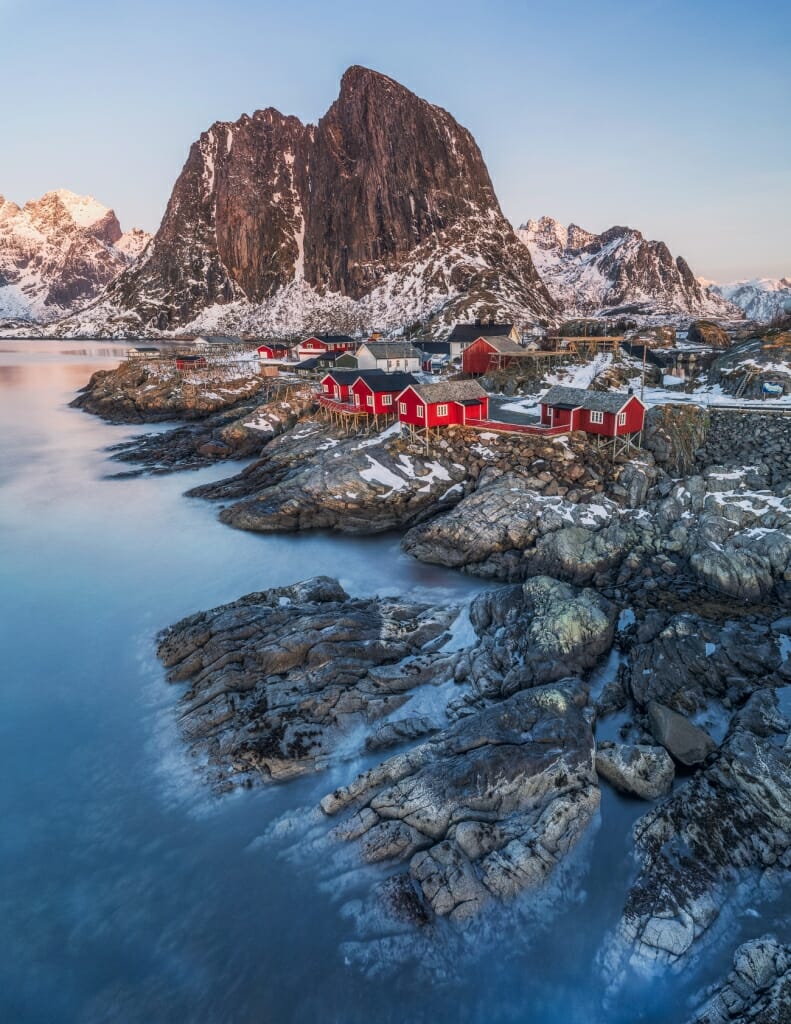 Hamnoy, Lofoten Islands, Norway, shot with a 10-stop ND filter
