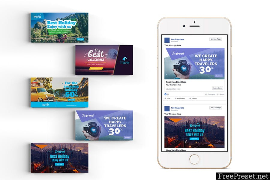 20 Facebook Post Banner - Travel01 [PSD]