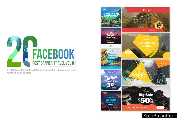 20 Facebook Post Banner - Travel01 [PSD]