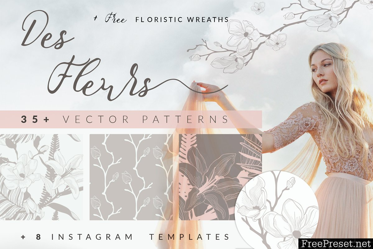 35+ Floristic Patterns for Photoshop
