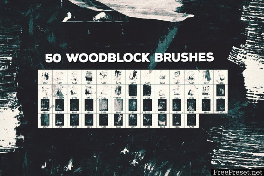 50 Vintage Woodblock Brushes [ABR]