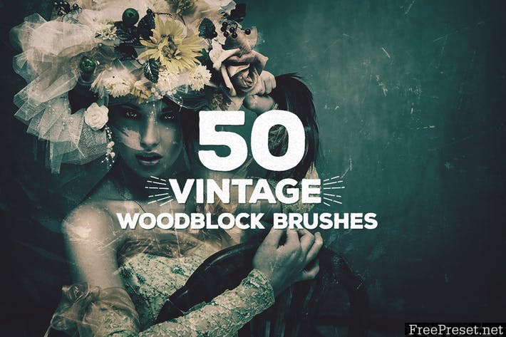 50 Vintage Woodblock Brushes [ABR]