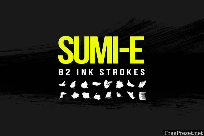 82 Sumi-E Ink Strokes Brushes