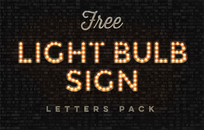 Free Pack of Realistic Vintage Light Bulb Sign Letters