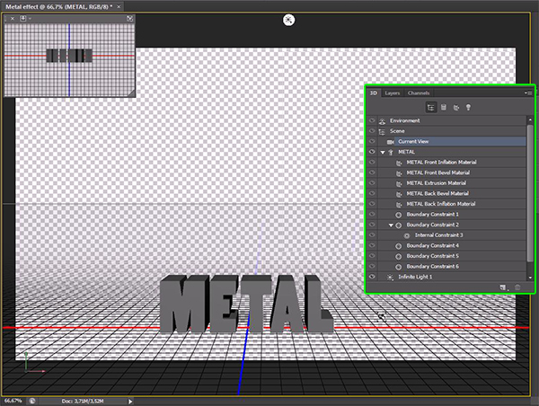 How to Create a Simple 3D Text Metal Effect in Photoshop CS6 step 2