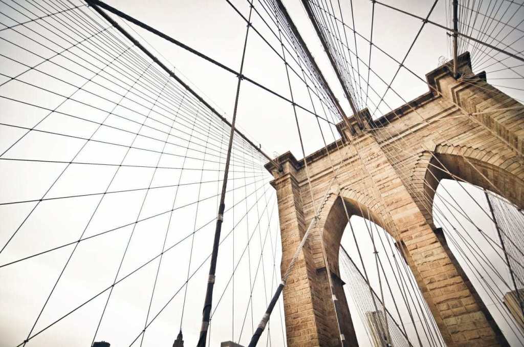 Brooklyn bridge's supporting cables and part of the bridge