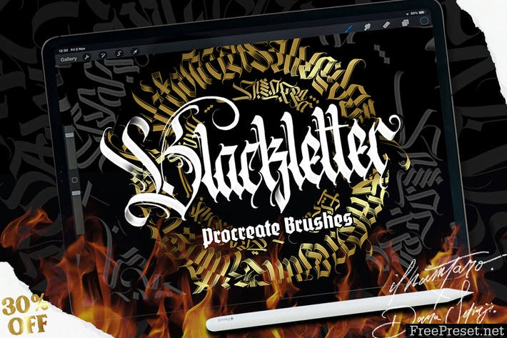 Blackletter Brush for Procreate - PSD