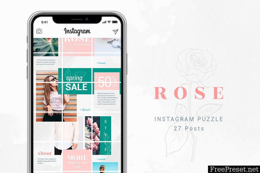 Instagram Puzzle Template - Rose 3606679