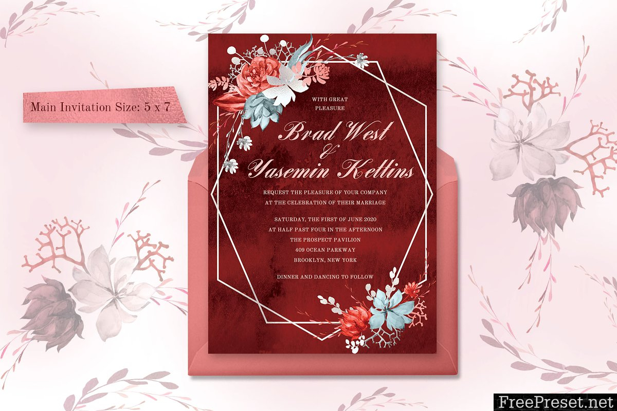 Marsala Watercolor Wedding Suite 3718637