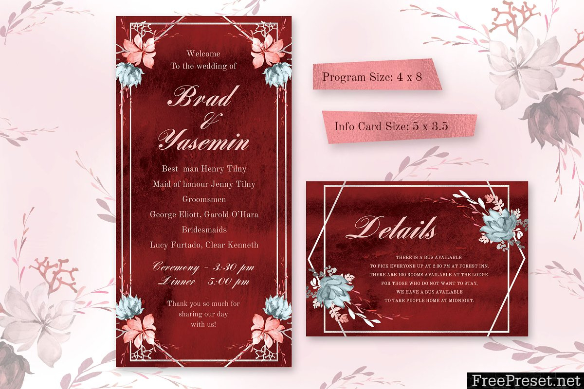 Marsala Watercolor Wedding Suite 3718637