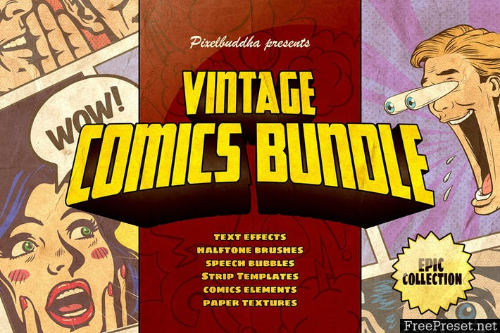 Download Marvelous Vintage Comics Bundle Abr Eps Ai Png Psd