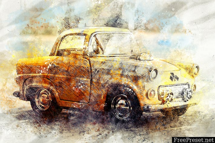 Pencil n Watercolor Photoshop Action ZZ6PZA