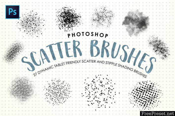 Photoshop Scatter & Stipple Brushes  2CNZ69Q  - ABR, PNG