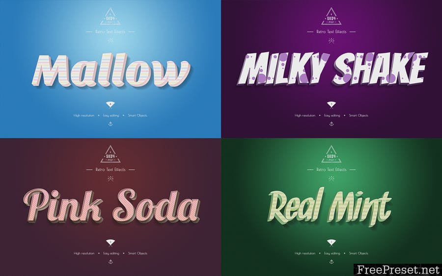 Retro Colorful Text Effects - 10 PSD