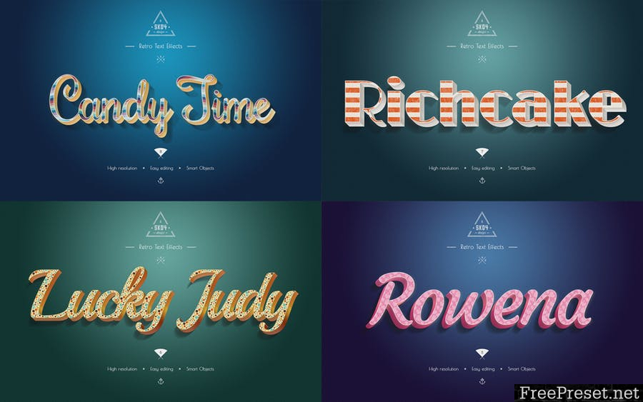 Retro Colorful Text Effects - 10 PSD