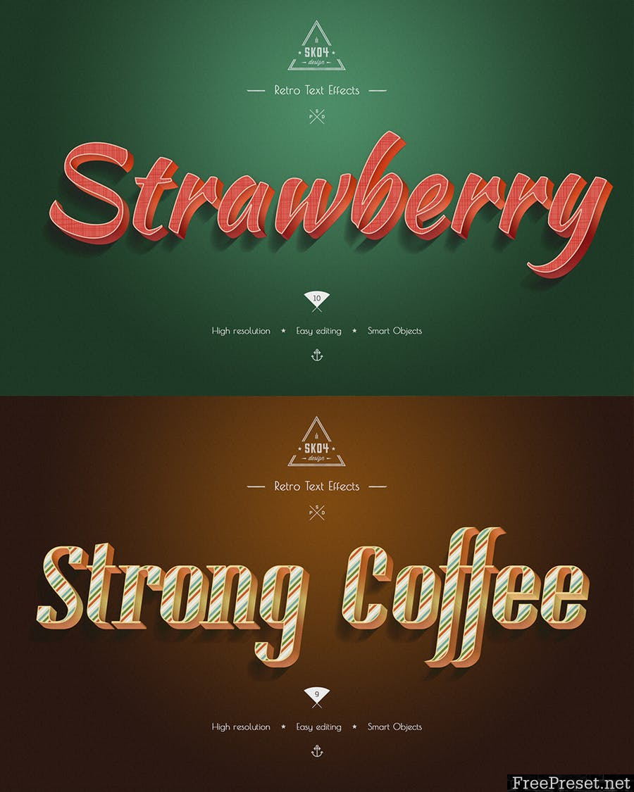 Retro Colorful Text Effects - 10 PSD