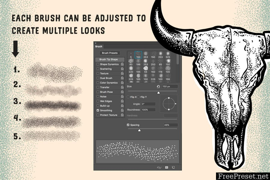 Stipple Brush Set for Photoshop and Illustrator  [ABR, AI, EPS]