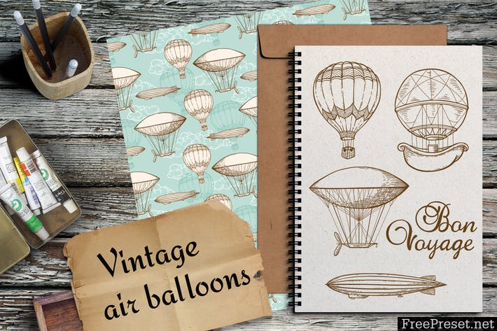 Vintage Air Balloons EPS, JPG, PNG