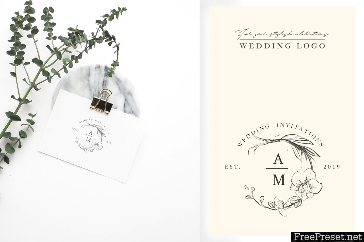 Wedding Graphic Logo & Pencil Flower 3768379