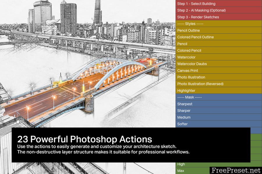 10 AI Architecture Sketch Photoshop Actions F5JGHRV