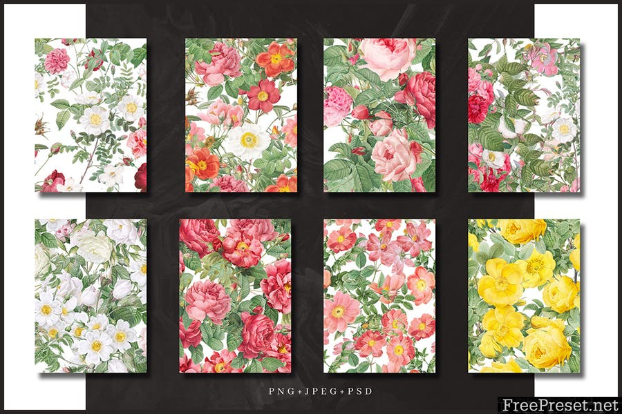 10 Colorful Flower Patterns TG6KXZL - PNG, JPG, PSD