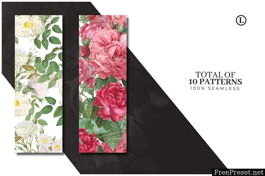 10 Colorful Flower Patterns TG6KXZL - PNG, JPG, PSD