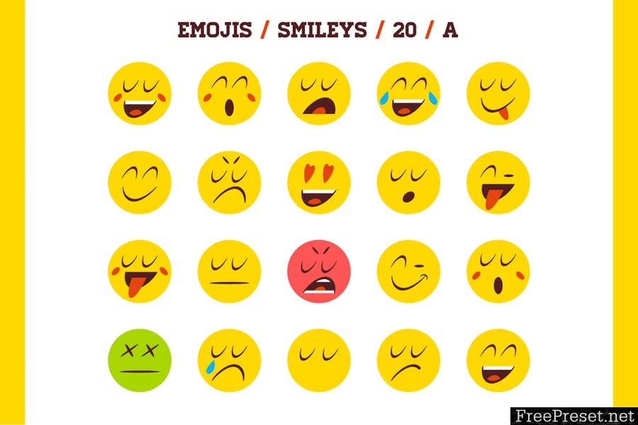 100 Emoji & Smiley Bundle Pack Vol 1 3PQDUXK - EPS, PNG, PSD