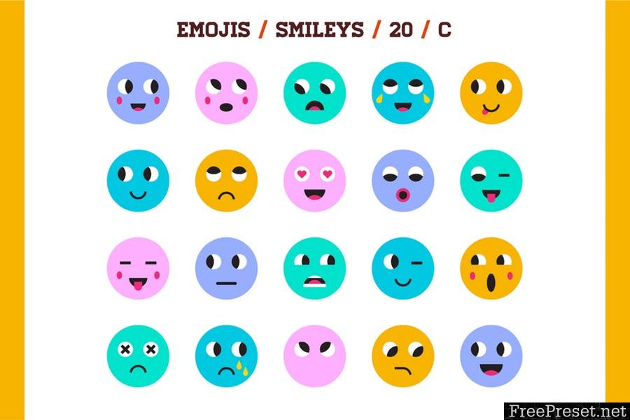 100 Emoji & Smiley Bundle Pack Vol 1 3PQDUXK - EPS, PNG, PSD