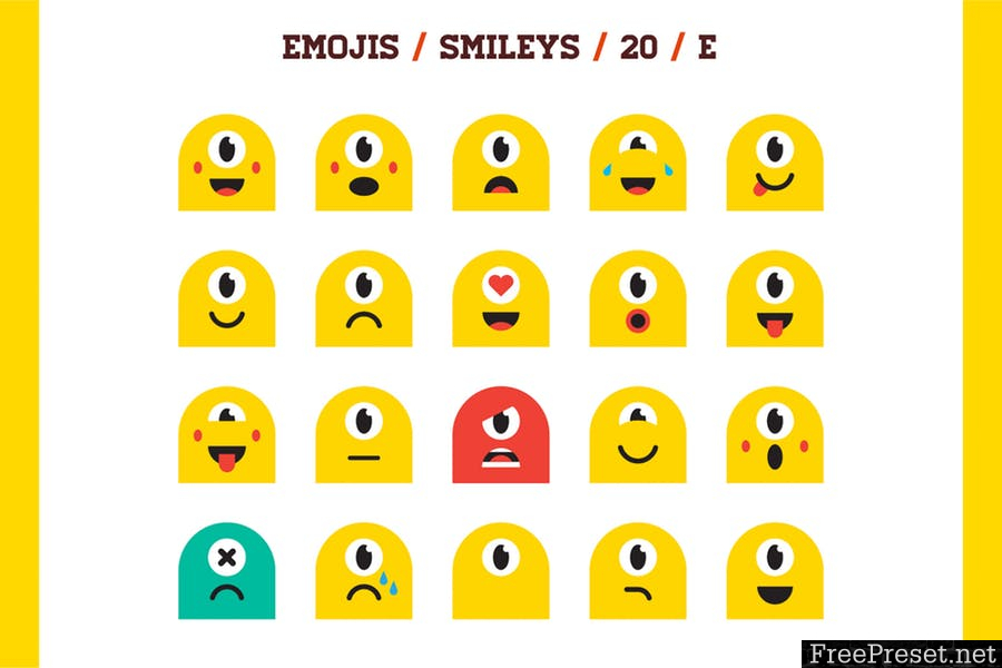 100 Emoji & Smiley Bundle Pack Vol 1 3PQDUXK - EPS, PNG, PSD