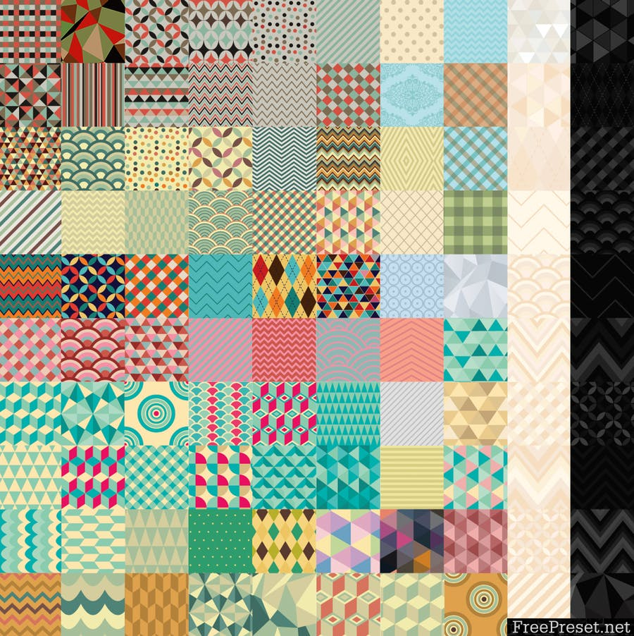 100 Geometric Patterns 7WKK5K - AI, EPS, JPG, PNG, PSD